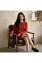 Women's Red Cardigan & Skirt Set - 2