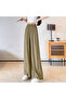 Women's Olive Green Wide-Leg Trousers - 4