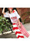 Women's White Red Striped Two-Piece Skirt Set - 2