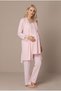 Women's Powder Lace Long Sleeve Maternity Pajama Set with Dressing Gown for Easy Breastfeeding - 6