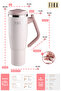 Fika Lumi Patented Leak-Proof Steel Thermos with Rotating Handle 1200 ml - Pink - 3