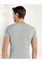 Tutku-Men's Gray Short Sleeve V-Neck Lycra Single Jersey Undershirt Me073 - 2