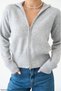 Women's Stand Collar Double Zipper Soft Cardigan