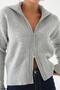 Shawl Collar Double Zipper Premium Soft Cardigan - 2