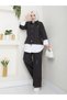 Women's Black Oversize Denim Jacket Shirt and Pants Set - 4