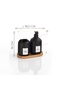 4 Piece Glass Bathroom Set with Wooden Stand |   Liquid Soap Dispenser, Toothbrush Holder and Solid Soap Dispenser Organizer (Bpa-Free, 425Cc) - 4