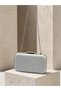 Silver Gray Lame Striped Satin Silver Detailed Crystal Stone Chain Strap Women's Evening Dress Bag Wedding Engagement Graduation - 5