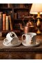 Handmade Embossed Rabbit Design with Gold Gilding Detail, Set of 2 Filter Coffee and Tea Cups (150 ml) - 6