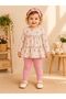 Minella Moda Girl's Two-Piece Set with Floral Pattern Bandana