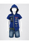 Hooded Set with Denim Shorts - 2