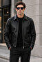 Men's Premium Black Leather Jacket – Classic Collar, Zipper Closure, Modern Fit, Stylish Design - 5