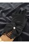 Black Tailed Satin Bow, Beaded and Lace Women's Gloves, Wedding Engagement Wedding and Evening Dress - 6