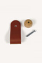 Brown Wooden Detailed Button Leather Handle - 4