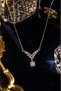 Sparkling Baguette Stone Minimal V Model Luxury Steel Necklace (Silver Color) - 4