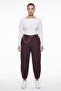 Women's Brown Seasonal Belted Denim Trousers with Detailed Cuffs and Accessories