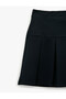 Cotton Blend Pleated Basic Navy Blue Girls' Skirt 7Wkg70009Ak - 5