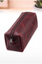 100% Genuine Leather Pen Holder-Pencil Case Minimal-Wide Iron Zippered Pen Holder - 3