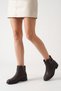 Women's Boots Brown Emerald Gold Metal Buckle Detailed Side Zipper Non-Slip Thermo Sole Water Resistant - 3