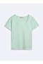 Regular Fit U-Neck Basic Green T-Shirt - 3