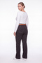 Women's Black Winter Flared Trousers with Belt, Logo and Stone Detail - 4