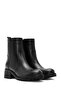 Women's Black Zippered Leather Boots Wf170010Df - 2