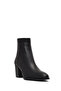 Women's Black Zippered Thick Heeled Leather Boots Wf210009Dv - 8