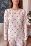 Beige Medula Patterned Waffle Soft Long Sleeve Women's Pajama Set - 6