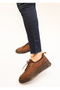 1433 Eren Shoes&Bag Genuine Leather Nubuck Lace Detailed Elastic Flat Heeled Women's Casual Shoes Real Leather Light Brown
