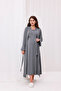 Smoked Ruffled Double-Breasted Cotton Long Sleeve Maternity Pajama Set and Nightgown 4-Piece Set - 6