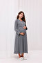 Smoked Ruffled Double-Breasted Cotton Long Sleeve Maternity Pajama Set and Nightgown 4-Piece Set - 7