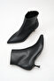 Women's Thin Heeled Boots Black Leather - 5