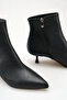 Women's Thin Heeled Boots Black Leather - 4