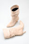 Women's Drawstring Detailed Thin Heeled Short Boots in Tan Suede - 5