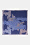 Mixed Pattern Twill Scarf Navy Blue