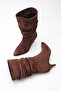 Women's Drawstring Detailed Thin Heeled Short Boots Brown Suede - 5