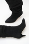 Women's Drawstring Detailed Thin Heeled Long Boots Black Suede - 5