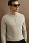 Asher Men's Sweater Beige - 5