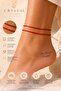 Set of 2 Minimal Red String Anklets Waterproof Adjustable Lucky String Anklet Macrame Anklet - 3
