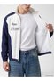 Peak New Season Navy Blue Relaxed Fit Stand-Up Collar Printed Men's Jacket. - 4