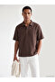 Lcw Vision Brown Relax Fit Men's Textured Shirt