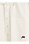 Özmarka New Season Ecru Relax Fit Embroidered Men's Shirt - 7