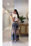 Mols Blue Brown Ethnic Patterned Skirt - 2