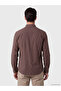 Ozmarka New Season Brown Regular Fit Plaid Gabardine Men's Shirt - 3