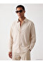 Özmarka New Season Ecru Regular Fit Striped Men's Shirt - 2