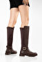Fabric Knee-High Boots with Buckle Detail D111 - 5