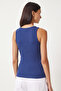 3-Piece Ribbed Thick Strap Knitted Undershirt Lrn0060 Dark Blue Brown Cream - 7
