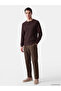 Seray New Season Brown Crew Neck Textured Men's T-Shirt - 2