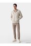 Ozmarka New Season Beige Hooded Men's Zippered Sweatshirt - 2