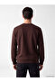 Vizyon New Season Plum Color Crew Neck Embossed Printed Men's Sweatshirt - 3