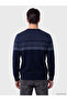 Ozmarka New Season Navy Blue Crew Neck Patterned Men's Knitwear Sweater - 3